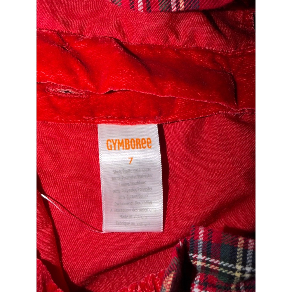 Gymboree Girls Red Velvet Holiday Dress Plaid Bows Christmas Size 7 - Picture 2 of 3